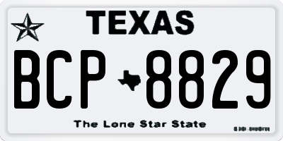 TX license plate BCP8829