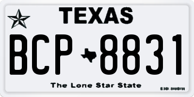 TX license plate BCP8831