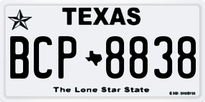 TX license plate BCP8838