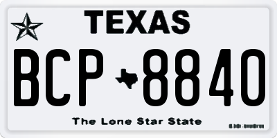 TX license plate BCP8840