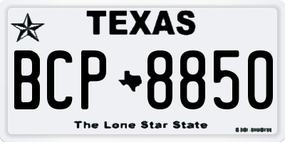 TX license plate BCP8850