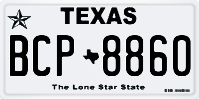 TX license plate BCP8860