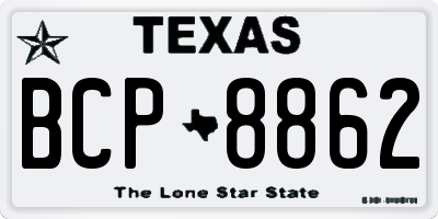 TX license plate BCP8862