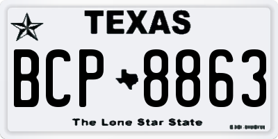 TX license plate BCP8863