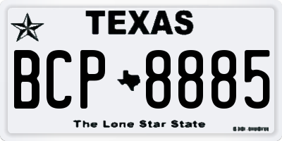 TX license plate BCP8885