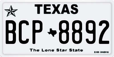 TX license plate BCP8892