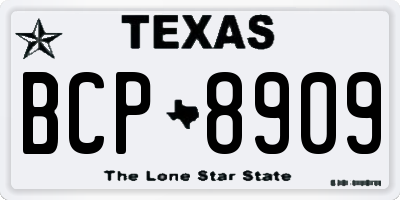 TX license plate BCP8909