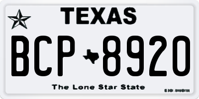 TX license plate BCP8920