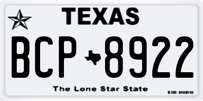 TX license plate BCP8922