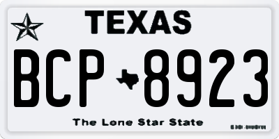 TX license plate BCP8923
