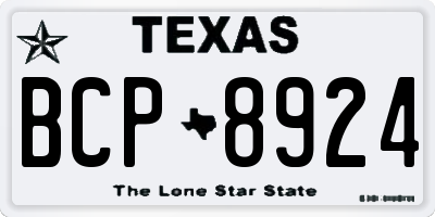 TX license plate BCP8924