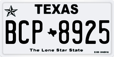 TX license plate BCP8925