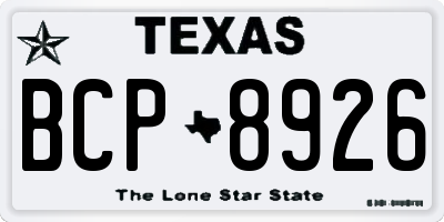 TX license plate BCP8926