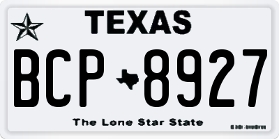 TX license plate BCP8927