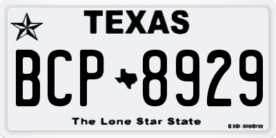 TX license plate BCP8929