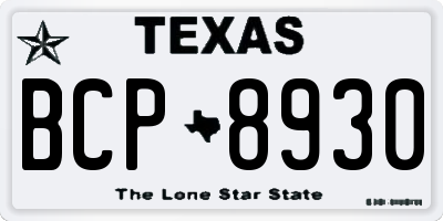 TX license plate BCP8930