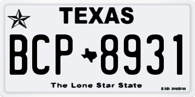 TX license plate BCP8931