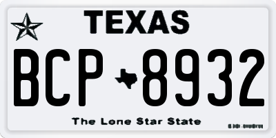 TX license plate BCP8932
