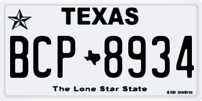TX license plate BCP8934