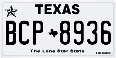 TX license plate BCP8936