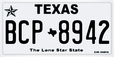 TX license plate BCP8942