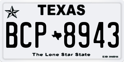 TX license plate BCP8943