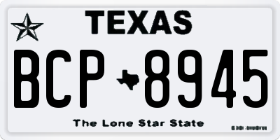 TX license plate BCP8945