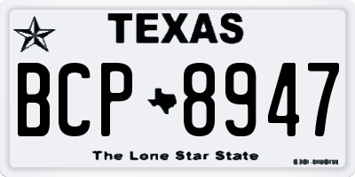 TX license plate BCP8947