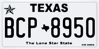 TX license plate BCP8950