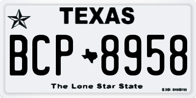 TX license plate BCP8958