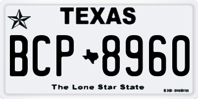 TX license plate BCP8960