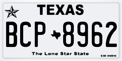 TX license plate BCP8962