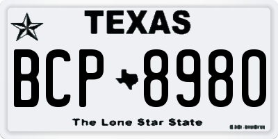 TX license plate BCP8980