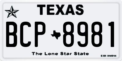 TX license plate BCP8981