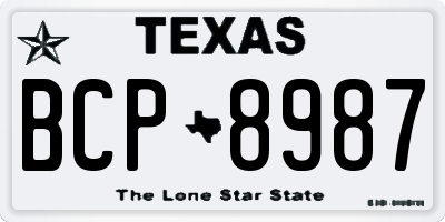 TX license plate BCP8987