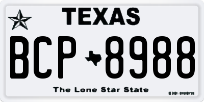 TX license plate BCP8988