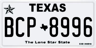 TX license plate BCP8996
