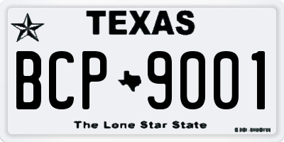 TX license plate BCP9001