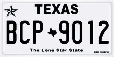 TX license plate BCP9012