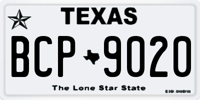 TX license plate BCP9020