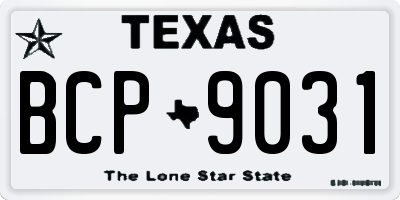 TX license plate BCP9031