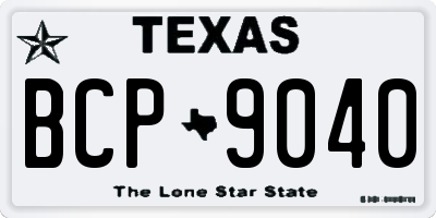 TX license plate BCP9040