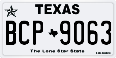 TX license plate BCP9063