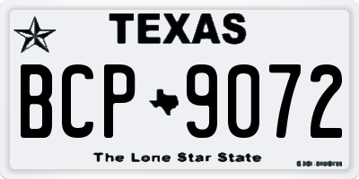 TX license plate BCP9072