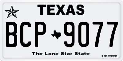 TX license plate BCP9077