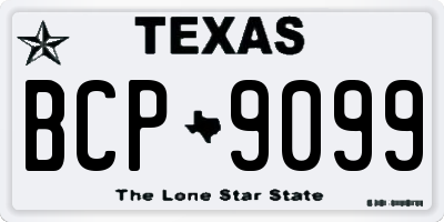 TX license plate BCP9099