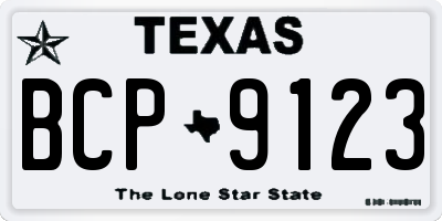 TX license plate BCP9123