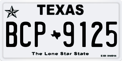 TX license plate BCP9125
