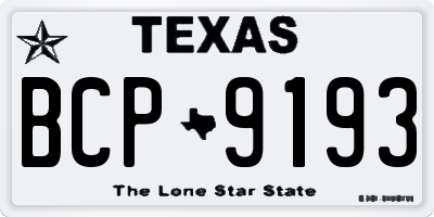 TX license plate BCP9193