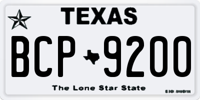 TX license plate BCP9200